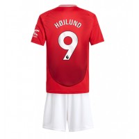 Camiseta Manchester United Rasmus Hojlund #9 Primera Equipación para niños 2024-25 manga corta (+ pantalones cortos)